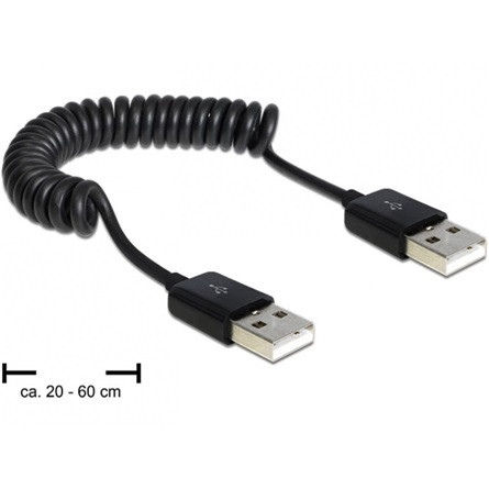 Delock USB-A 2.0 - USB-A 2.0 M/M adatkábel 0.6m fekete flexibilis