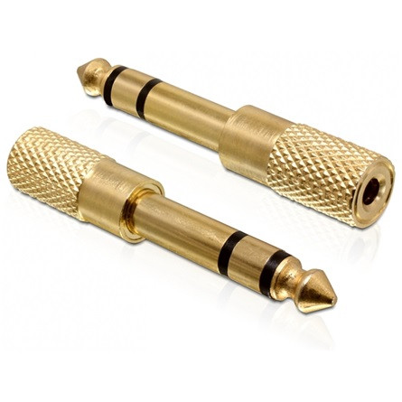 Delock Jack stereo 6,3mm -> Jack stereo 3,5mm M/F adapter arany