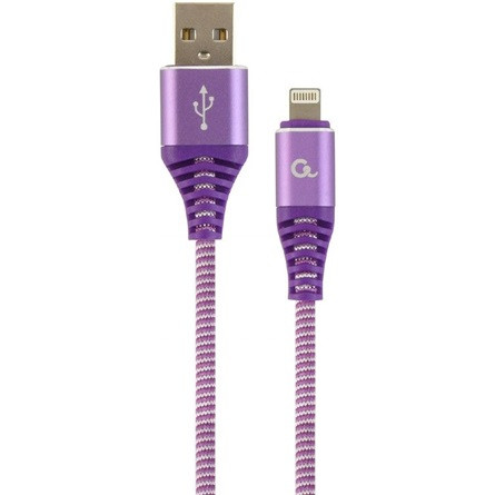 Gembird USB-A 2.0 -> Lightning M/M adatkábel 1m lila-fehér Premium