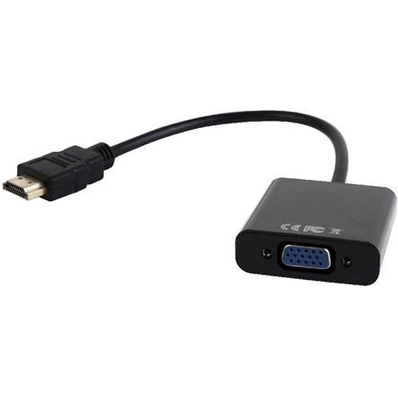 Gembird HDMI 1.4 -> VGA Jack stereo 3,5mm M/F adapter 0.15m fekete