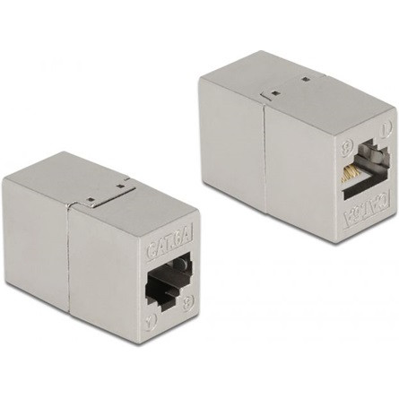 Delock RJ45 CAT6A STP -> RJ45 CAT6A STP F/F toldó fém