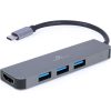 Gembird A-CM-COMBO2-01 3-portos USB-C hub szürke