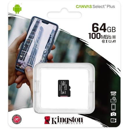 Kingston 64GB Canvas Select Plus Class 10 UHS-1 microSDXC memóriakártya Single Pack