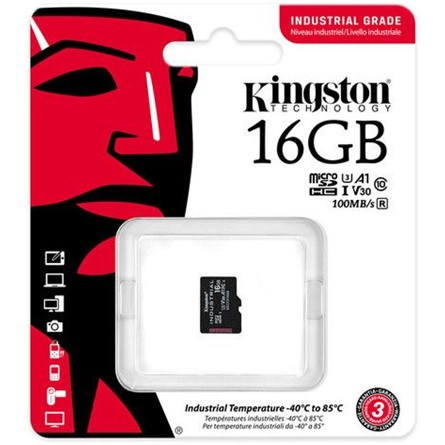 Kingston 16GB Industrial UHS-1 Class10 U3 V30 A1 vízálló microSDHC memóriakártya Single Pack