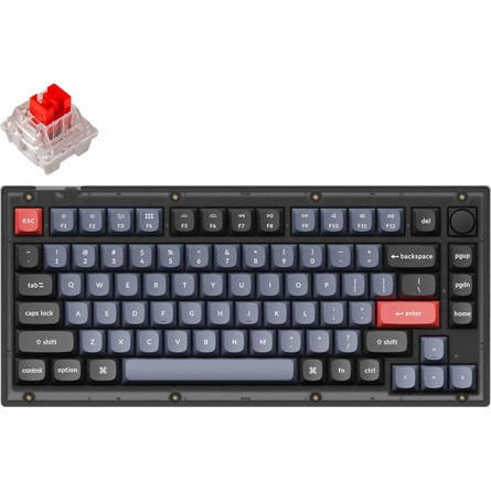 Keychron V1 RGB Frosted Black Knob USB angol Hot-swap K Pro Red mechanikus billentyűzet