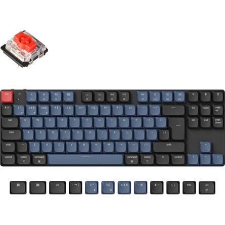 Keychron K1 Pro Bluetooth / USB-C angol Gateron low-profile MX 2.0 Mechanical Red mechanikus billentyűzet fekete-kék