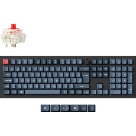 Keychron V6 Max Bluetooth / vezeték nélküli / USB magyar Gateron Jupiter Red mechanikus billentyűzet fekete