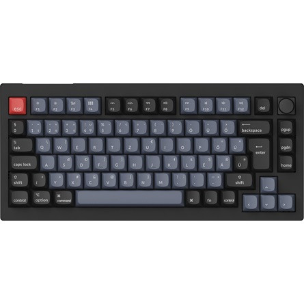 Keychron V1 Max Bluetooth / vezeték nélküli / USB magyar Gateron Jupiter Brown mechanikus billentyűzet fekete-kék