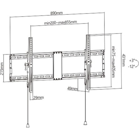 Gembird WM-90T-01 43"-90" monitor TV fali tartó fekete