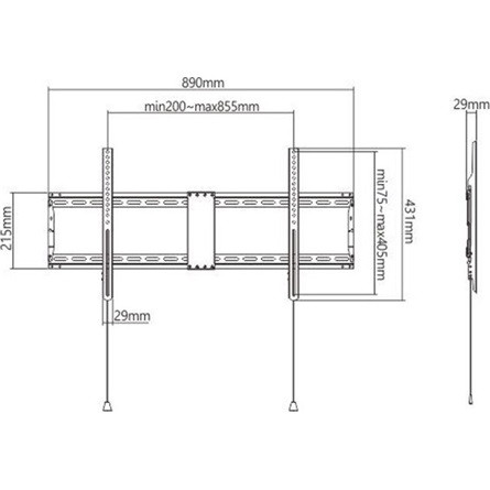 Gembird WM-90F-01 43"-90" monitor TV fali tartó fekete