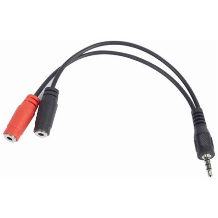 Gembird Jack stereo 3,5mm (4pin) -> 2db Jack stereo 3,5mm M/F audio kábel 0.2m fekete