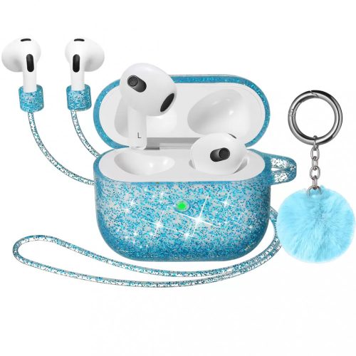 XPRO™ Apple Airpods 3 csillámos szilikon tok kék