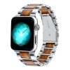 XPRO™ Apple Watch rozsdamentes acél fa berakással szíj Ezüst / Barna 42mm/44mm/45mm/49mm