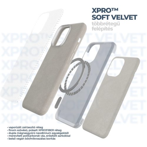 XPRO™ Soft Velvet Magsafe tok Apple iPhone 16 Pro Max készülékhez - Szürke