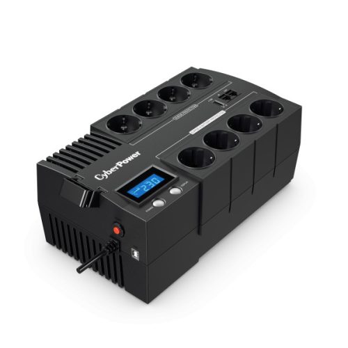 CYBERPOWER UPS BR1000ELCD (8 aljzat) 1000VA 600W, 230V szünetmentes elosztósor + USB LINE-INTERAKTÍV