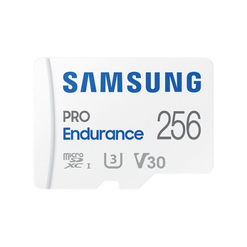 SAMSUNG Memóriakártya, PRO Endurance microSD kártya 256GB, CLASS 10, UHS-I (SDR104), + SD Adapter, R100/W40