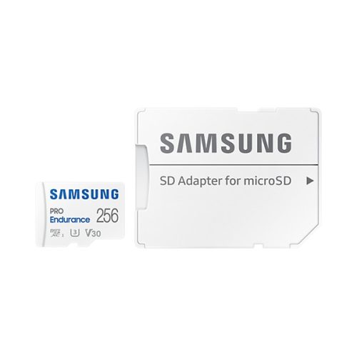 SAMSUNG Memóriakártya, PRO Endurance microSD kártya 256GB, CLASS 10, UHS-I (SDR104), + SD Adapter, R100/W40
