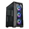 COOLER MASTER Ház Midi ATX MasterBox TD500 MESH V2 ARGB + 3db Ventilátor, Tápegység nélkül, Üvegfalú, fekete