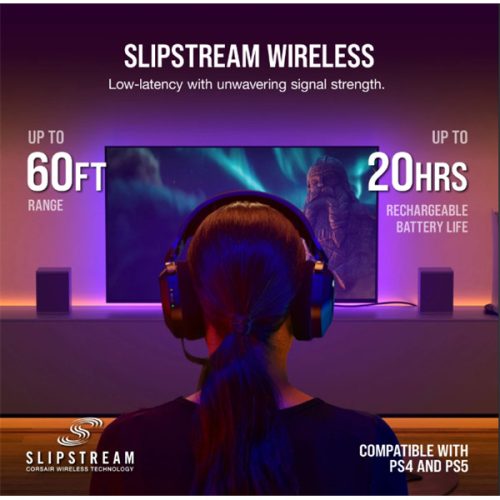 CORSAIR Vezeték Nélküli Headset, HS80 RGB WIRELESS Premium Gaming, Dolby Atmos hangzás, szürke