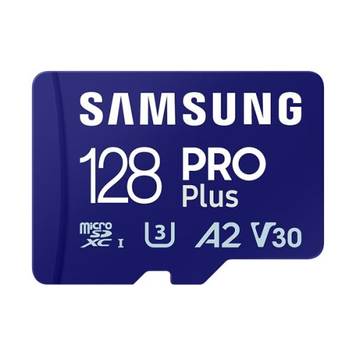 SAMSUNG Memóriakártya, PRO Plus microSDXC kártya 128GB, CLASS 10, UHS-I, U3, V30, A2, + Adapter, R180/W130