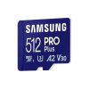 SAMSUNG Memóriakártya, PRO Plus microSDXC kártya 512GB, CLASS 10, UHS-I, U3, V30, A2, + Adapter, R180/W130