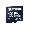 SAMSUNG Memóriakártya, PRO Ultimate microSD with Reader 128GB, Class 10, V30, A2, Grade 3 (U3), R200/W130, +Adapter