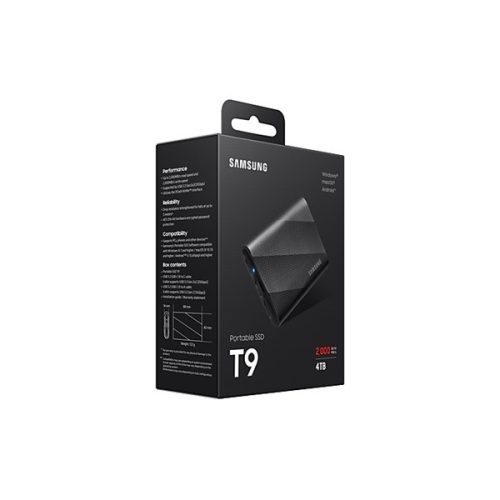 SAMSUNG Portable SSD T9 USB 3.2 Gen 2x2 4TB, Black