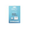 SAMSUNG Memóriakártya, EVO Plus microSDXC kártya, 512GB, UHS-1, U3, V30, A2, + SD Adapter, R160/W