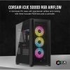 CORSAIR Ház iCUE 5000D RGB AIRFLOW, 3xAF120 RGB Ventillátorral + iCUE Kontroller, Tápegység nélkül, Edzett Üveg, fekete