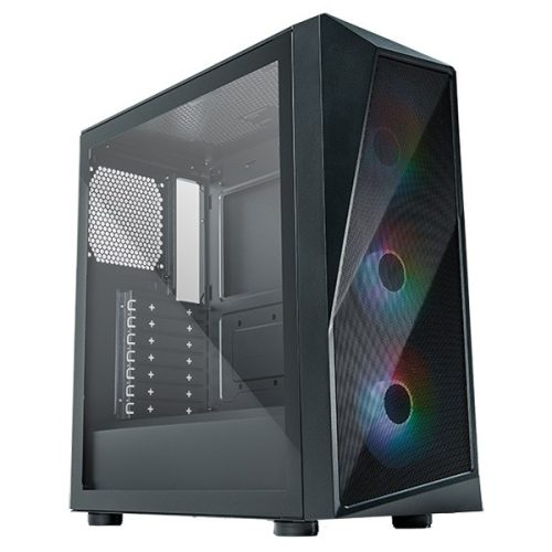 COOLER MASTER Ház, Mid Tower ATX CMP 520, 3x ARGB Ventilátor +HUB, Tápegység nélkül, Üvegfalú, fekete