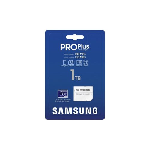 SAMSUNG Memóriakártya, PRO Plus microSDXC kártya 1TB, CLASS 10, UHS-I, U3, V30, A2, + Adapter, R180/W130