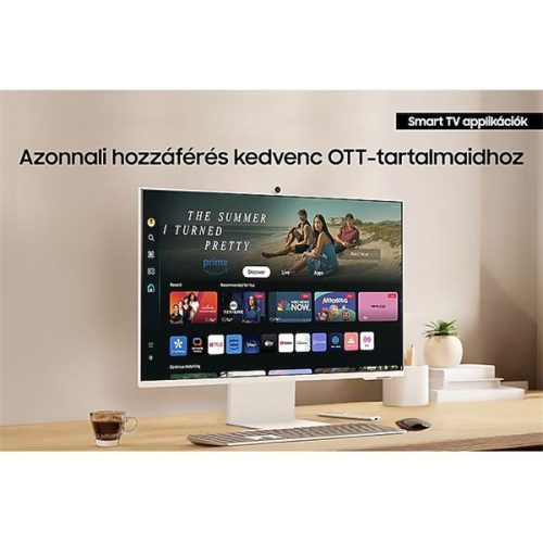 SAMSUNG SMART VA monitor 32" M8, 3840x2160, 16:9, 400cd/m2, 4ms, HDMI/2xUSB/USB-C/WiFi/BT, hangszóró/kamera, Fehér