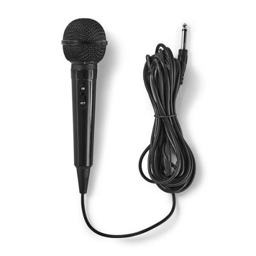 Nedis MPWD01BK dinamikus mikrofon, rögzített kábel  5 m,  80 Hz - 12 kHz  600 Ohm  -75 dB, kapcsoló
