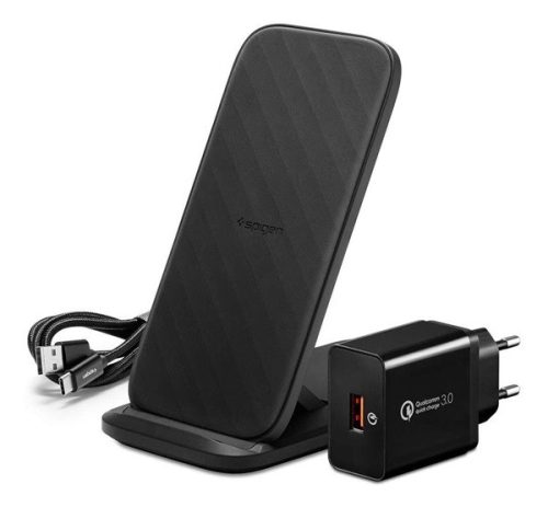 Spigen Essential F316W vezeték nélküli wireless gyorstöltő, 15W, fekete