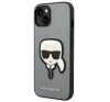 Karl Lagerfeld Saffiano Karl's Head Patch Apple iPhone 14 Plus hátlap tok, ezüst