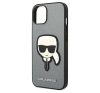 Karl Lagerfeld Saffiano Karl's Head Patch Apple iPhone 14 Plus hátlap tok, ezüst