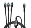 4smarts Type-C / microUSB / Lightning / Type-C Prémium Multi töltőkábel, 60W,1.5m, fekete