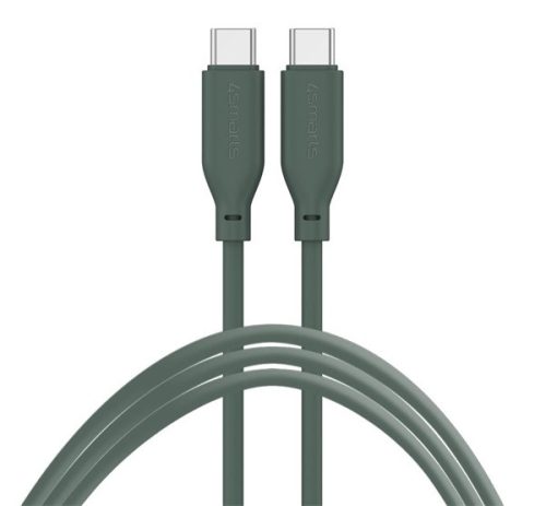 4smartsUSB Type-C / USB Type-C Szilikon töltő- és adatkábel, 60W 1.5m, sötétzöld