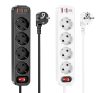 Hoco Aura NS1 power strip 4-bit elosztó aljzat + 2xUSB QC3.0 18W + Type-C PD 20W, fekete