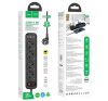 Hoco Aura NS1 power strip 4-bit elosztó aljzat + 2xUSB QC3.0 18W + Type-C PD 20W, fekete